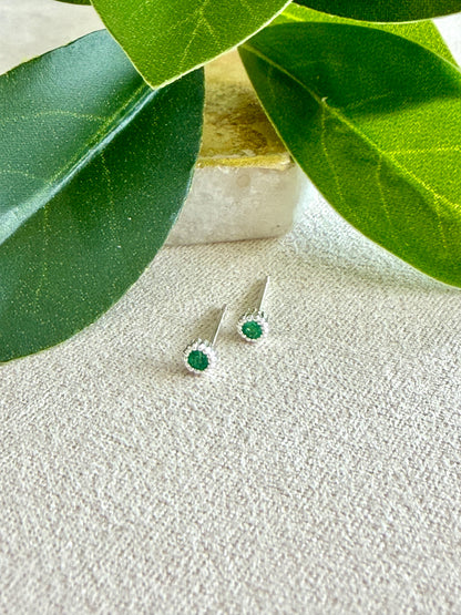 Tiny Round Milgrain-Edge CZ Studs