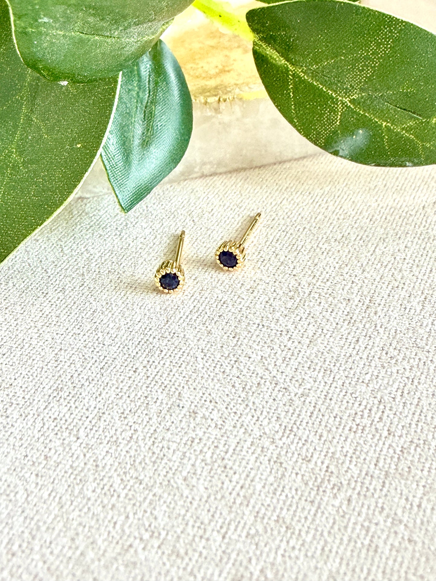 Tiny Round Milgrain-Edge CZ Studs