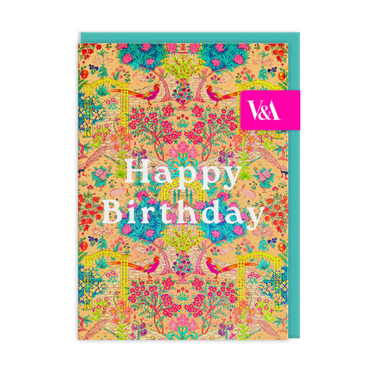 Neon Floral Ornate Garden Greeting Card