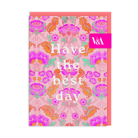 Neon Floral Pink Arts & Crafts Greeting Card