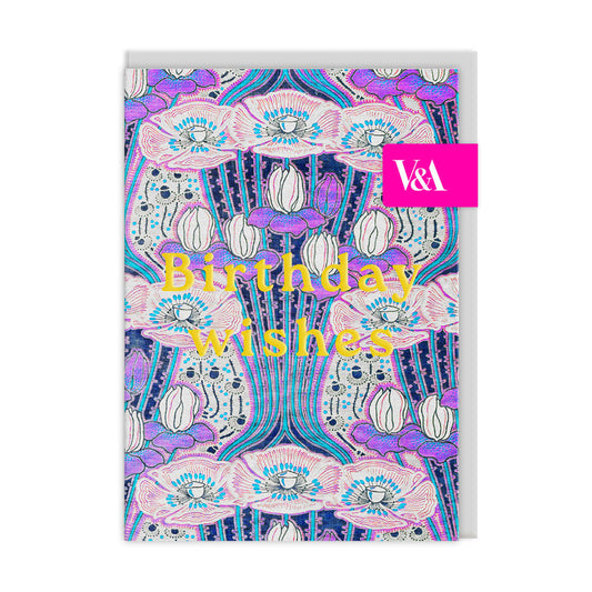Neon Floral Art Deco Floral Greeting Card