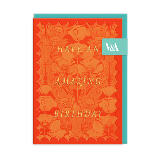 Scalloped Orange Floral Greeting Card