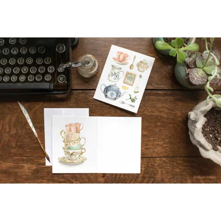 Vintage Tea Flay Lay Card