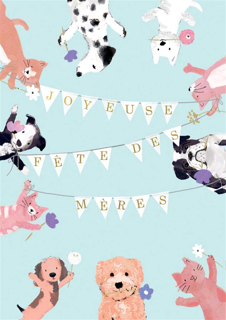 Dogs Joyeuse Fête des Mères Banner Card
