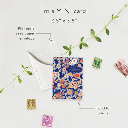 Wildflower Floral Sprout Mini Greeting Card
