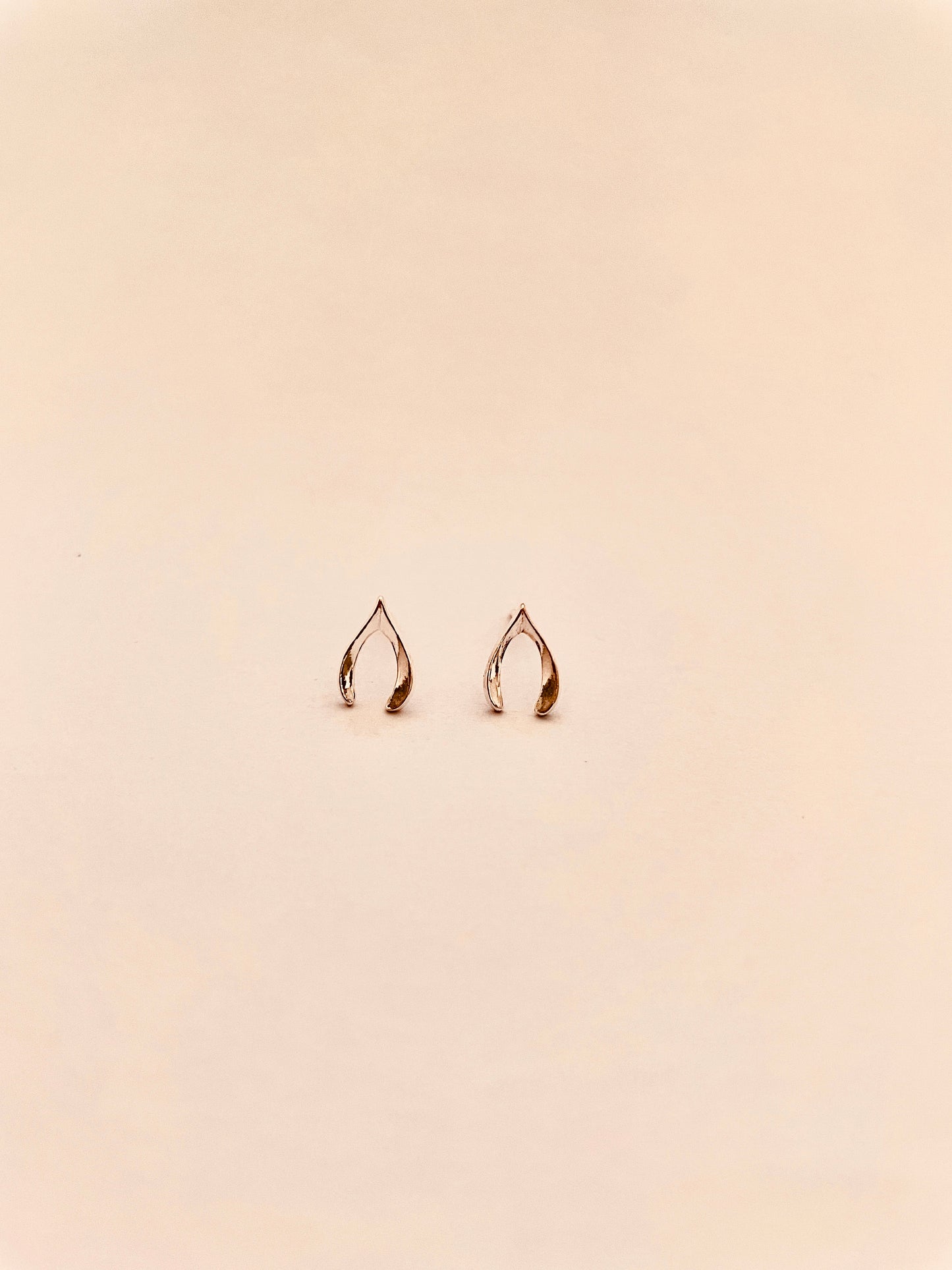 Wishbone Stud Sterling Silver Earrings