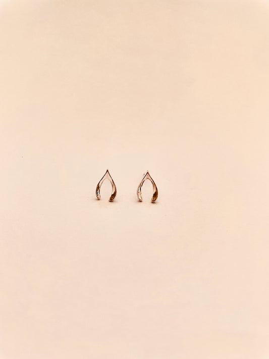 Wishbone Stud Sterling Silver Earrings