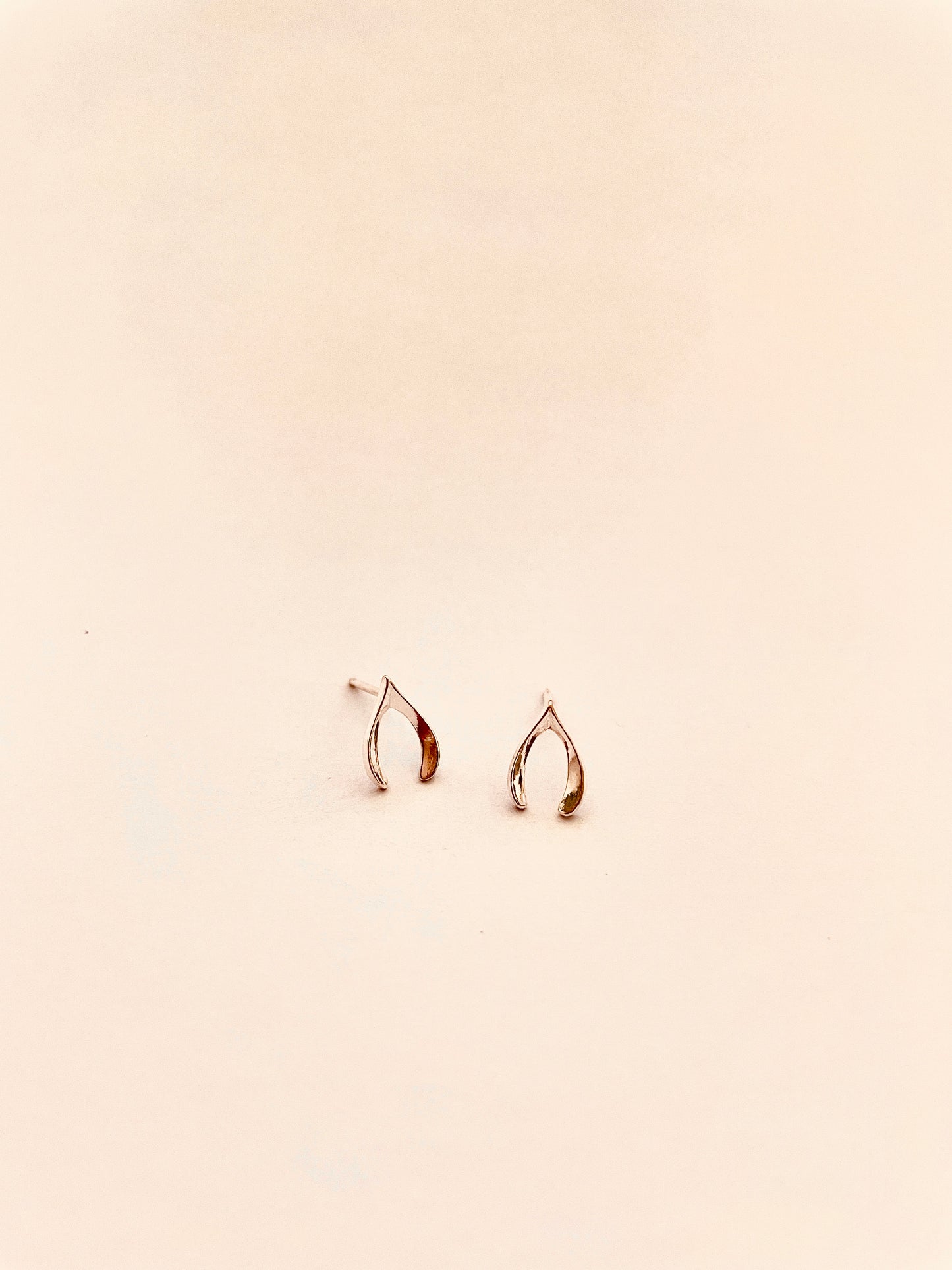 Wishbone Stud Sterling Silver Earrings