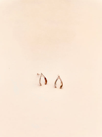 Wishbone Stud Sterling Silver Earrings