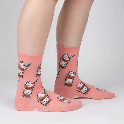 Women's Crew Socks Cat-puccino