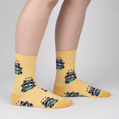 Women's Crew Socks I Just Love Raccoons and Ramen, OK?
