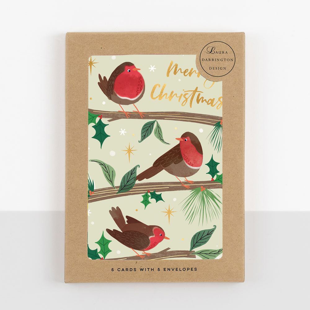 Merry Christmas Robins Boxed Holdiay Cards