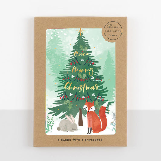 Merry Christmas Woodland Tree Boxed Holdiay Cards