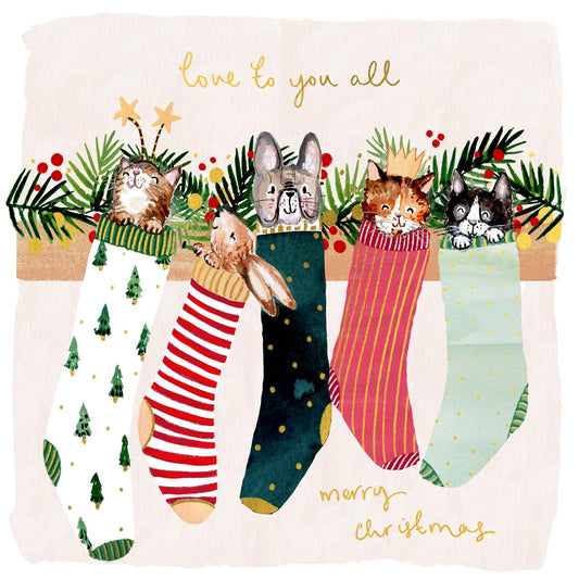 Animals In Stockings Love Card