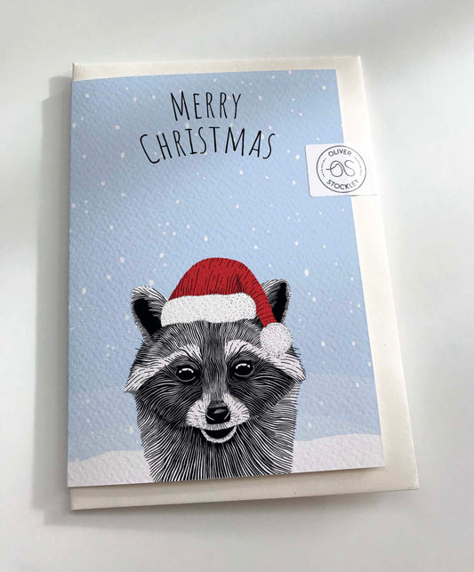 Baby Raccoon Christmas Card