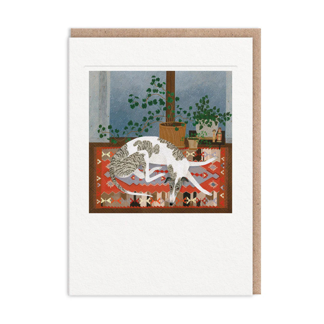 Rainy Greyhound Greeting Card