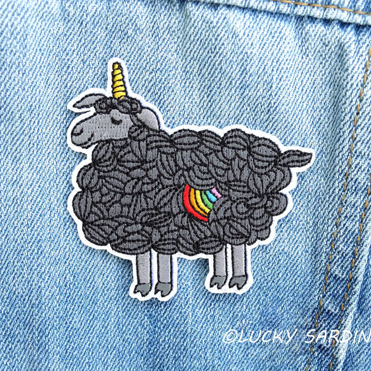 #40 Black Sheep, Unicorn Rainbow Embroidered Patch
