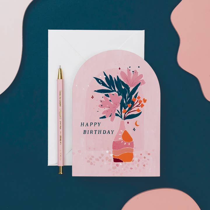 Floral Vase Birthday Card