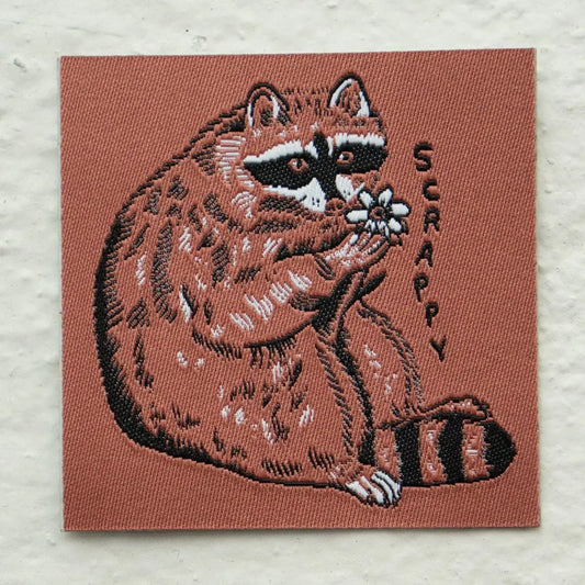 #44 Scrappy Raccoon Woven Sticky Patch