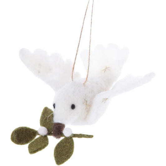 F80 - Felt Winter White Dove Of Peace Ornament