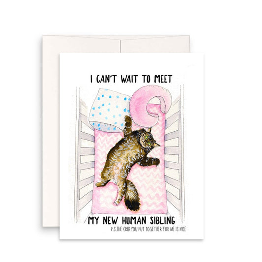 Cat Baby Sibling New Baby Card