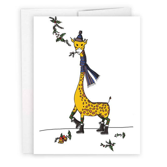 Mistletoe Giraffe Holiday Card