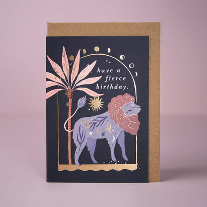 Lion  Star Sign Zodiac Birthday Card