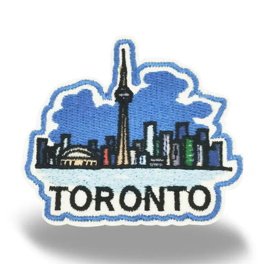 #10 Toronto Skyline CN Tower Embroidered Patch Blue