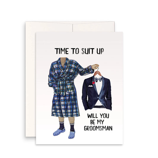 Time To Suit Up Groomsman Proposal Cards
