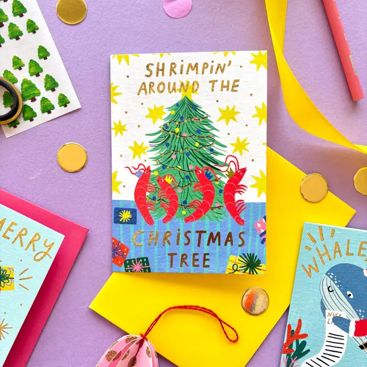 Shrimpin' Around the Christmas Tree Christmas Card