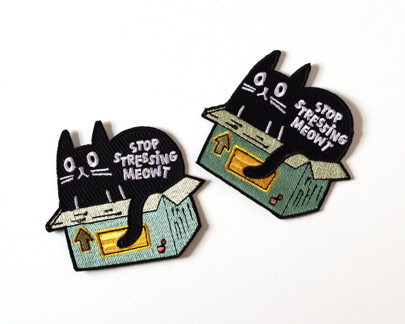 #120 Stop Stressing Meowt Cat Iron-On Patch