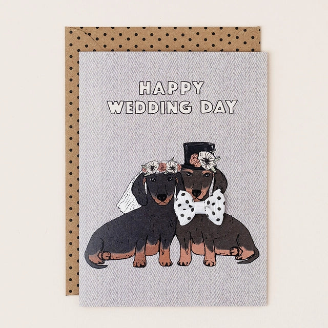 Wedding Sausage Dog Hand-finished Greetings Card