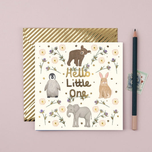 Gold Foiled Square New Baby Card