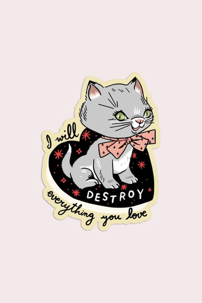 S75 Destroy Kitten Vinyl Sticker