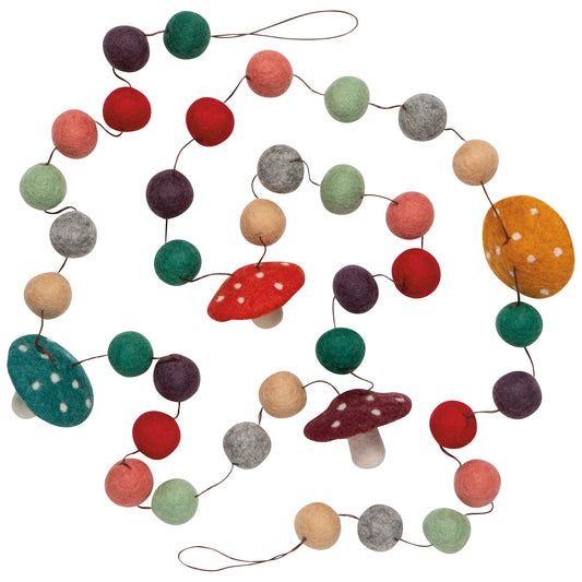 Mushroom Gems Felt Garland