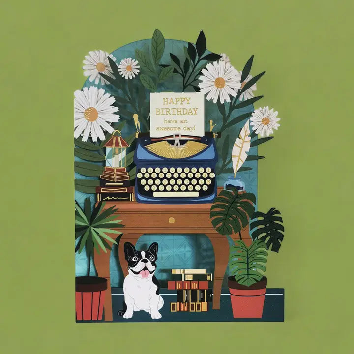 Frenchie Birthday Laaer Cut Card