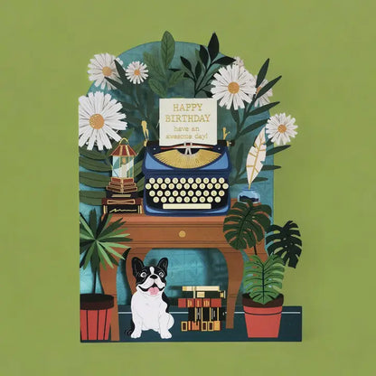 Frenchie Birthday Laaer Cut Card