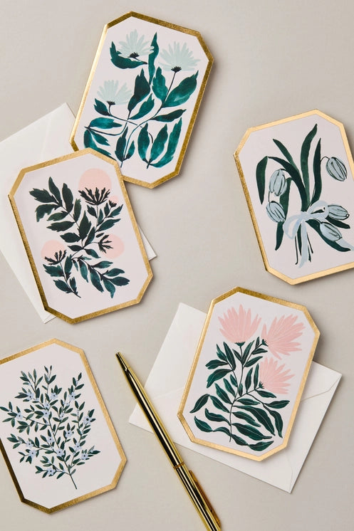 Peonies Botanical Die Cut Mini Card