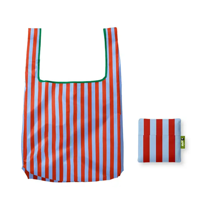 Blue & Maroon Stripes Foldable Nylon Tote