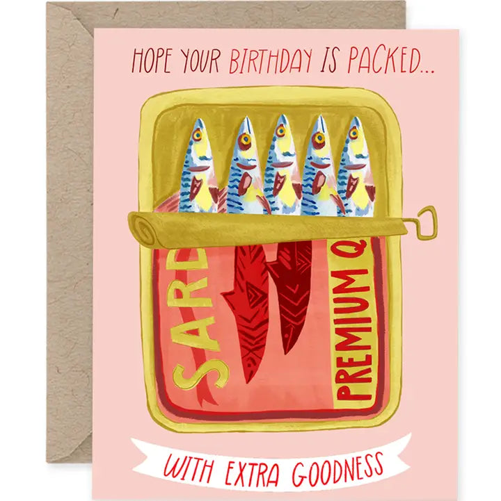 Packed Sardine Tin Birthday Card