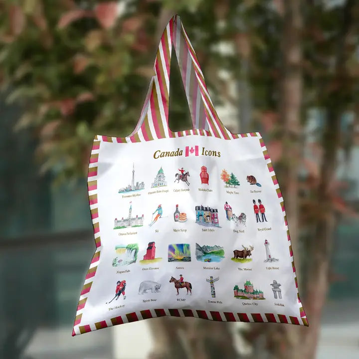 Canadian Icons Fold Up Tote Bag