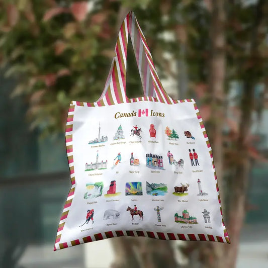 Canadian Icons Fold Up Tote Bag