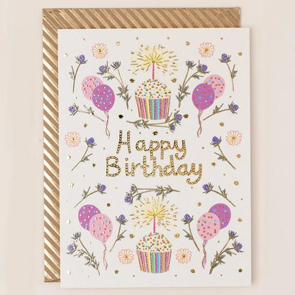 Gold Foiled Cupcakes Birthday Card