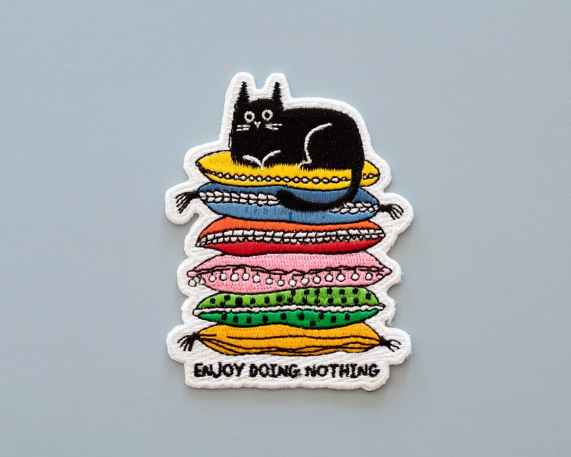 #128 Enjoy Doing Nothing Cat Iron-On Patch