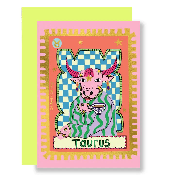 Zodiac Taurus Gold Foil Greeting Card