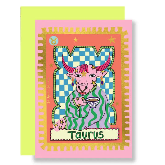 Zodiac Taurus Gold Foil Greeting Card