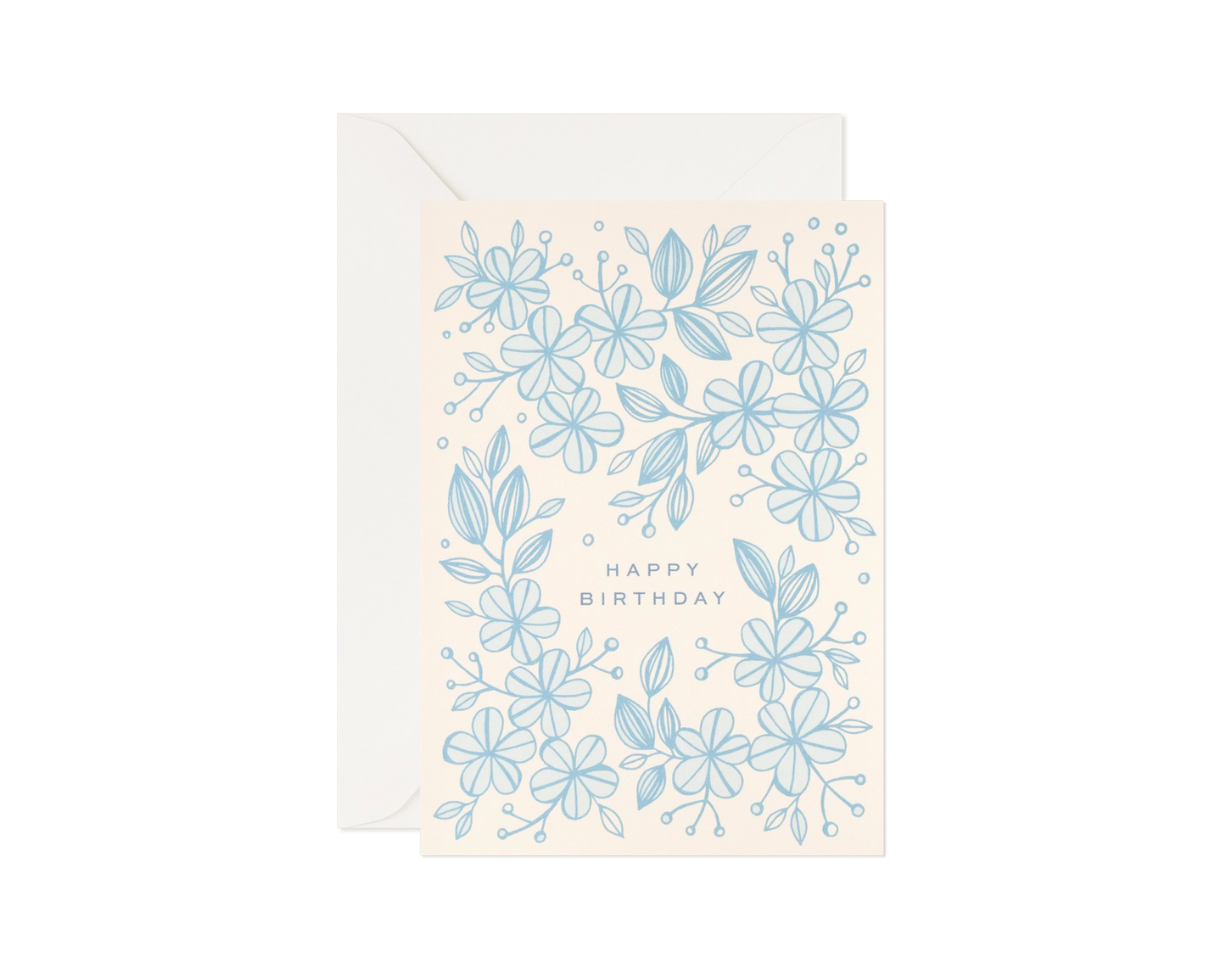 Gental Blue Florals Birthday Greeting Card