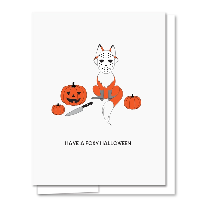 Foxy Halloween Letterpress Halloween Card