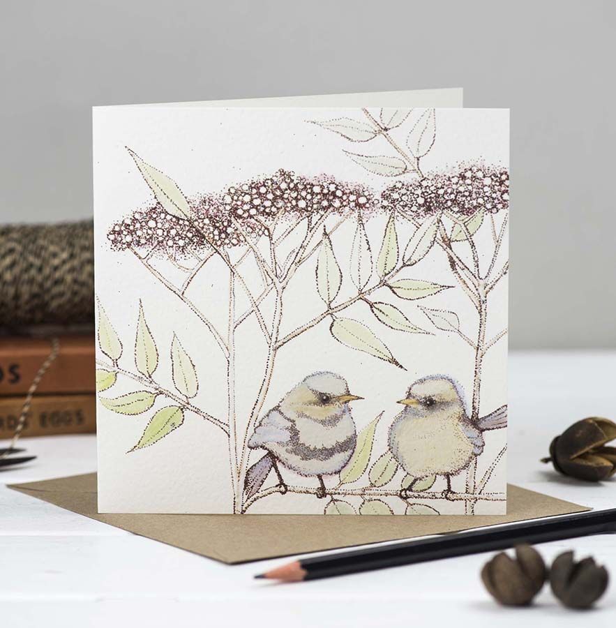 Anniversary, birds and berries Card