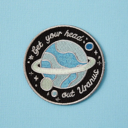 #74 Get Your Head Out Uranus Embroidered Iron On Patch